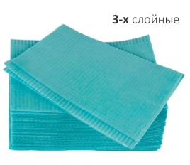 Салфетки нагрудные "Кристидент" (500шт) 3-х слойные, Голубые (33 x 45см)