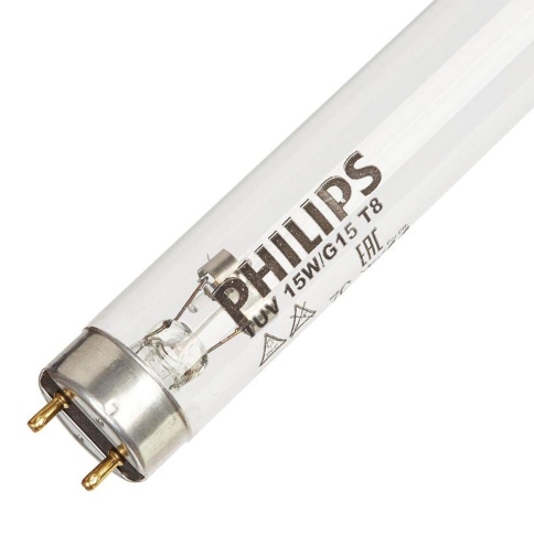 Лампа PHILIPS TUV 15W Longlife SLV/25  (T8 G13) короткая фото 1