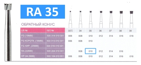 Бор RA 35 - твердосплавный для углового наконечника Prima Dental (10 шт) фото 1