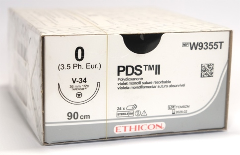 ПДС II W9355T 0 (колюще-режущая V-34 36 мм, фиолетовая 90 см, окр. 1/2) 24шт/упак фото 1