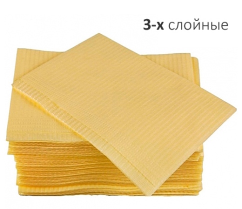 Салфетки нагрудные "Кристидент" (500шт) 3-х слойные, Лимонные (33 x 45см) фото 1
