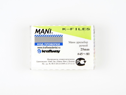 K-files Mani L25 ассорти iso 45-80 - дрильборы ручные (6шт) фото 2